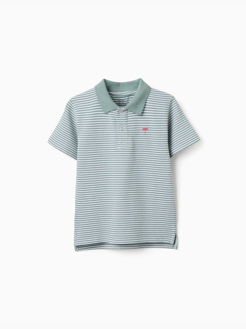 Polo in cotone a righe con stampa - Kiabi Polo in cotone a righe con stampa - Kiabi