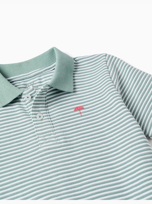 Polo in cotone a righe con stampa - Kiabi Polo in cotone a righe con stampa - Kiabi