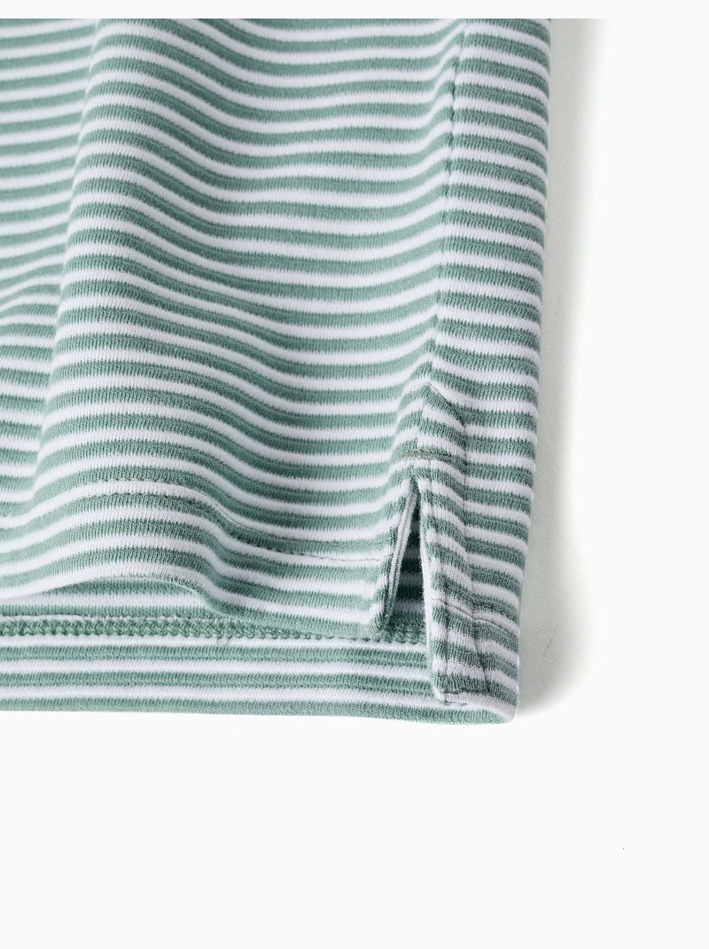 Polo in cotone a righe con stampa Verde chiaro - Kiabi