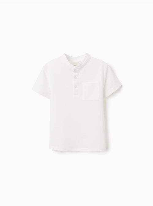 Polo in cotone con collo alla mao e tasca - Kiabi