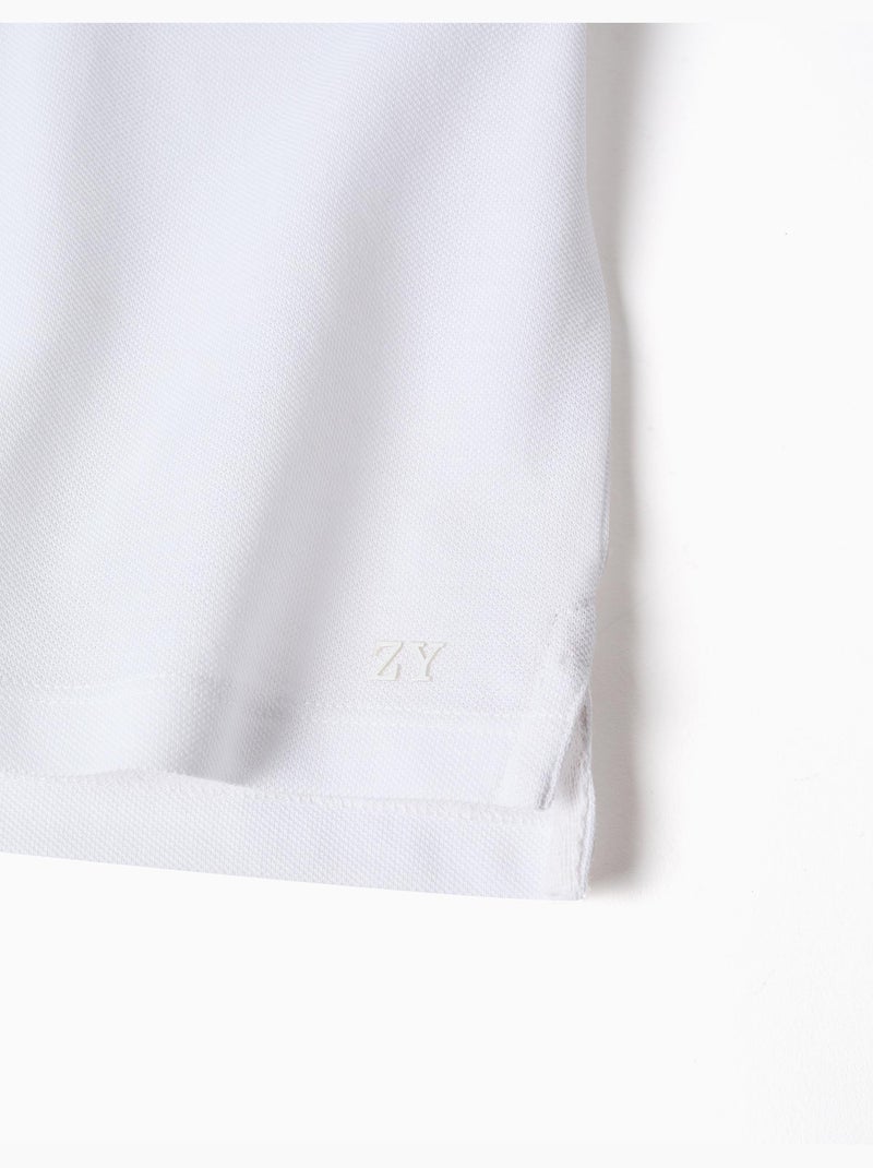 Polo in cotone con collo alla mao e tasca Bianco - Kiabi