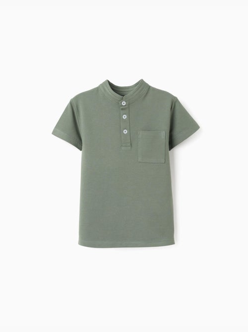 Polo in cotone con collo alla mao e tasca - Kiabi