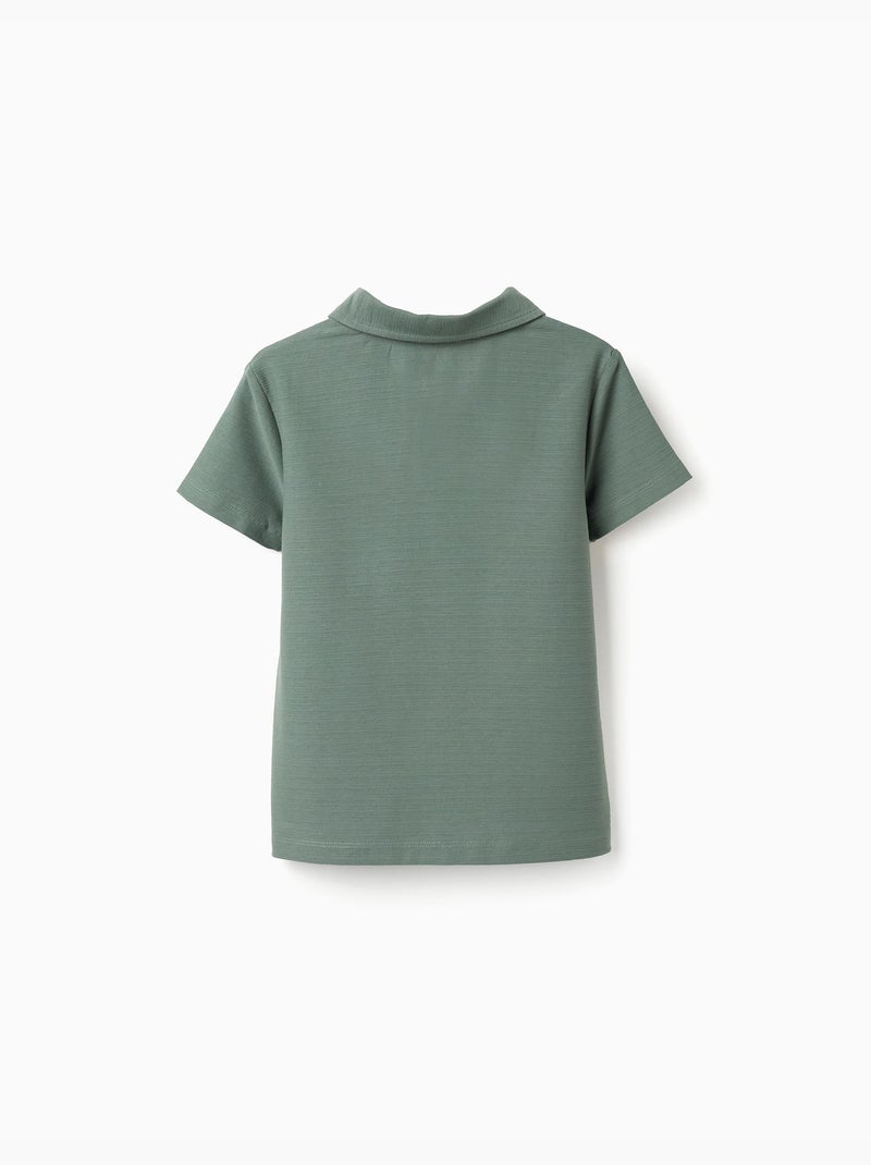 Polo in cotone con jacquard Verde scuro - Kiabi