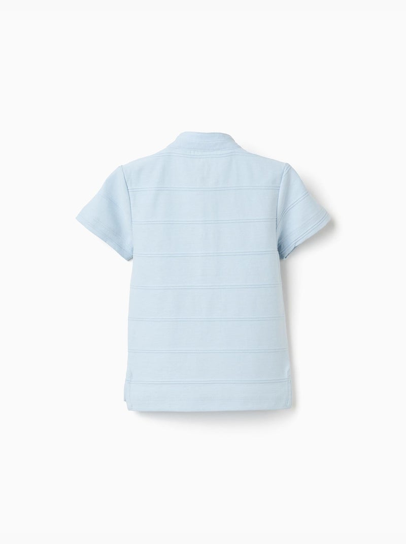 Polo in cotone con linee in rilievo Blu chiaro - Kiabi