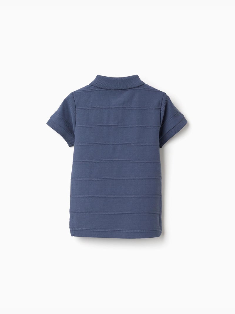 Polo in cotone con linee in rilievo B&S Blu Blu - Kiabi