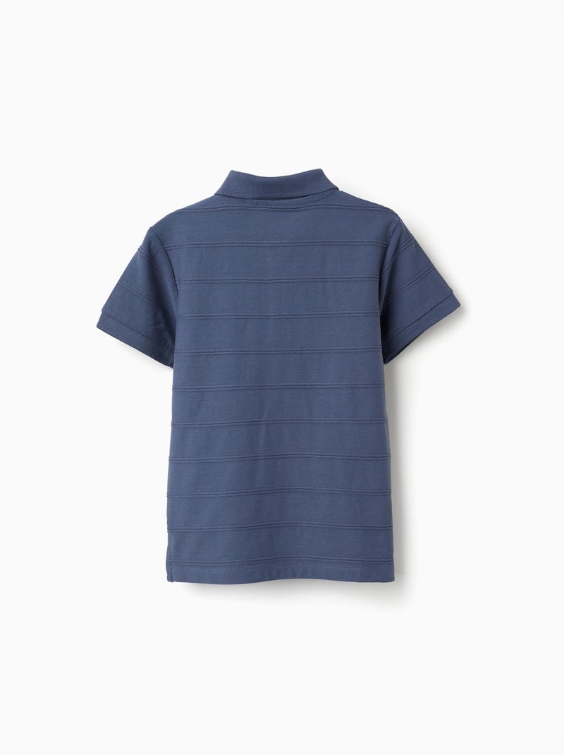 Polo in cotone con linee in rilievo B&S Blu Blu - Kiabi