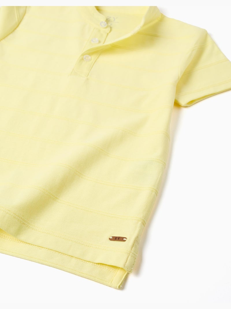 Polo in cotone con linee in rilievo Giallo - Kiabi