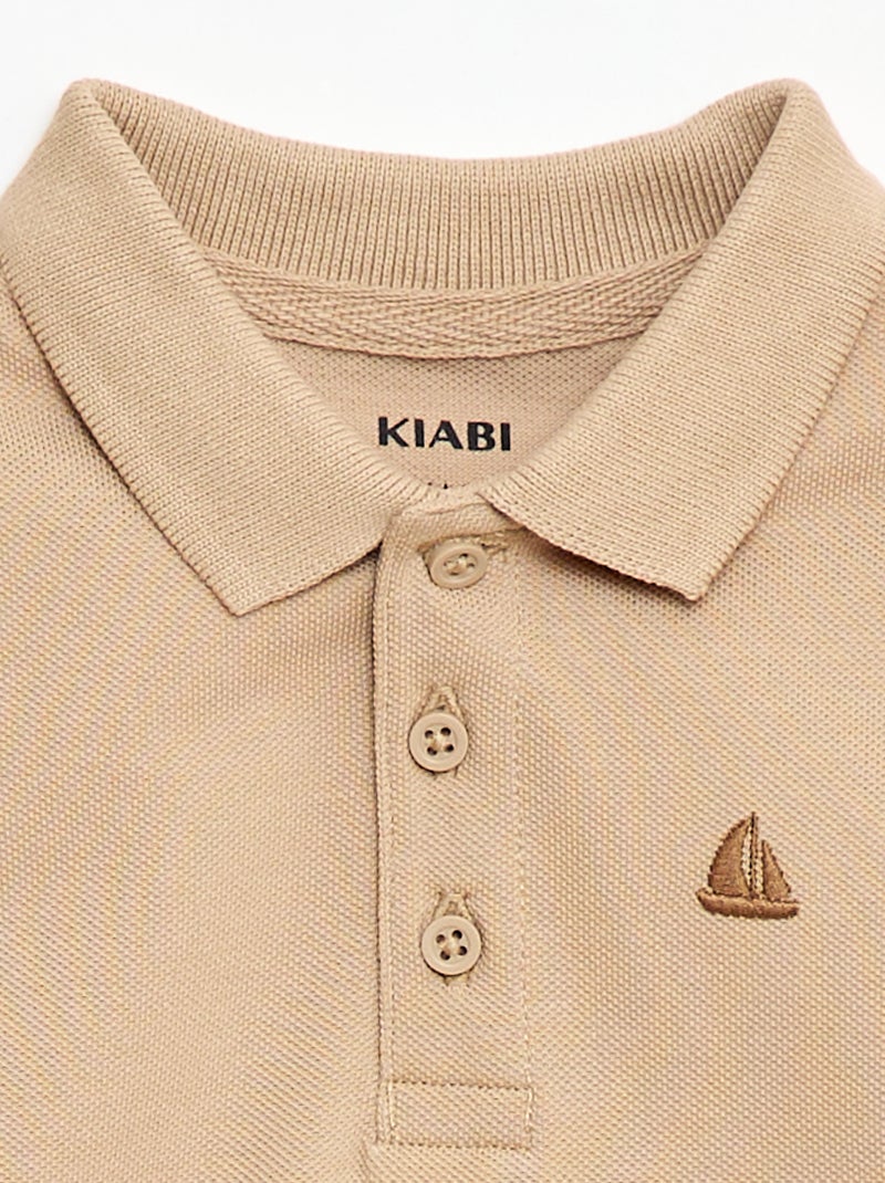 Polo in cotone piqué a maniche corte Beige - Kiabi