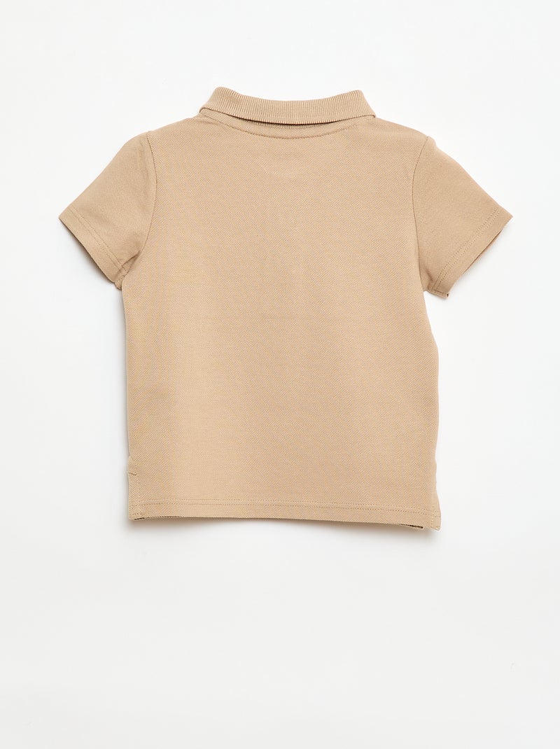 Polo in cotone piqué a maniche corte Beige - Kiabi