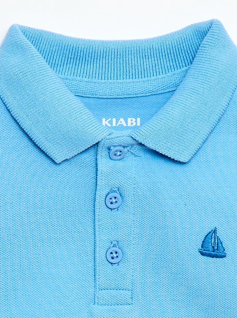 Polo in cotone piqué a maniche corte Blu - Kiabi