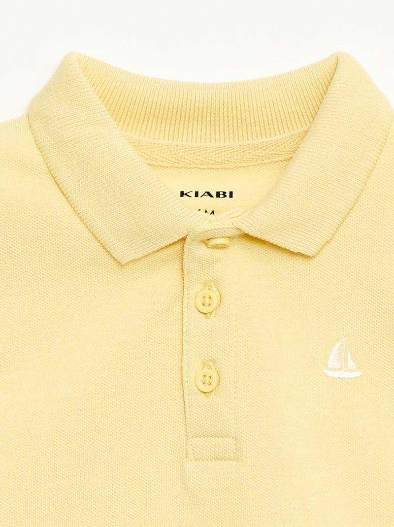 Polo in cotone piqué a maniche corte Giallo - Kiabi