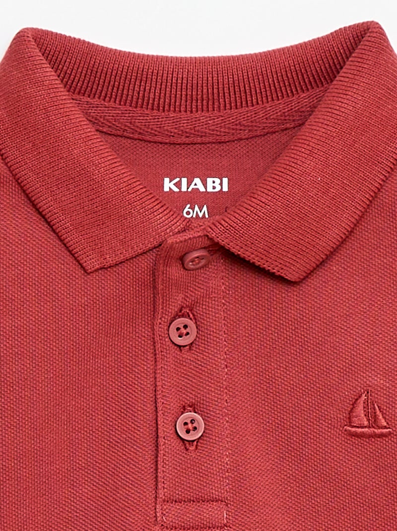 Polo in cotone piqué a maniche corte Marrone - Kiabi
