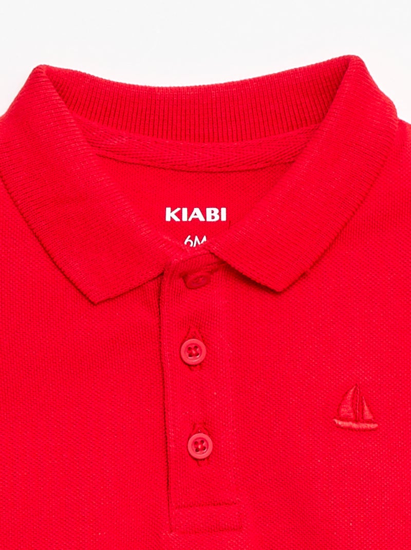 Polo in cotone piqué a maniche corte Rosso - Kiabi