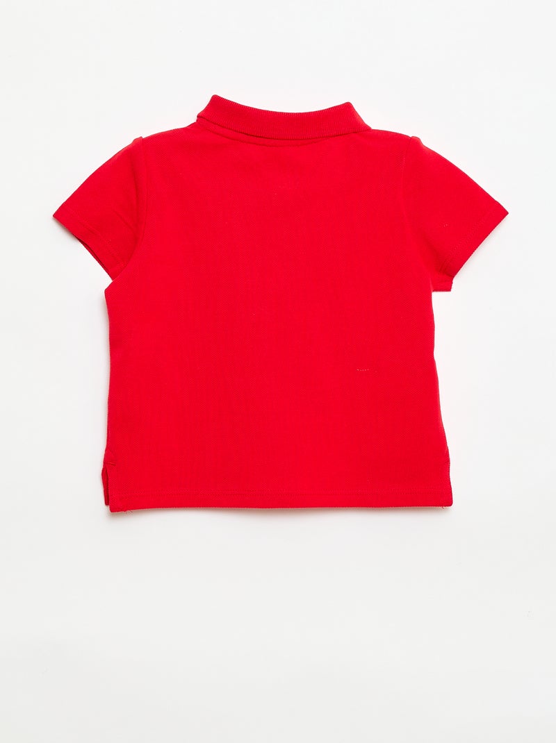 Polo in cotone piqué a maniche corte Rosso - Kiabi