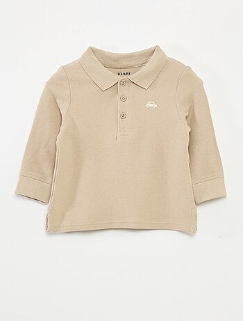 Polo in cotone piqué a maniche lunghe