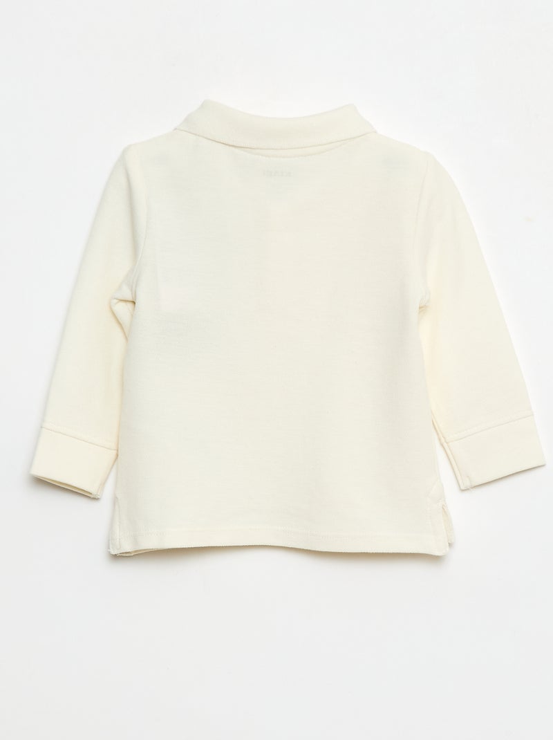 Polo in cotone piqué a maniche lunghe Bianco - Kiabi