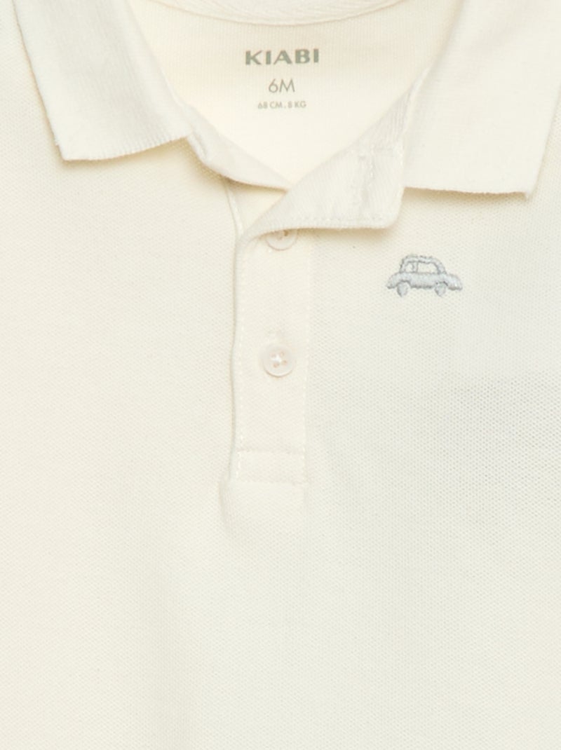 Polo in cotone piqué a maniche lunghe Bianco - Kiabi