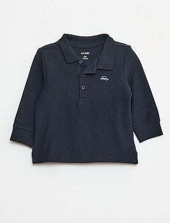 Polo in cotone piqué a maniche lunghe
