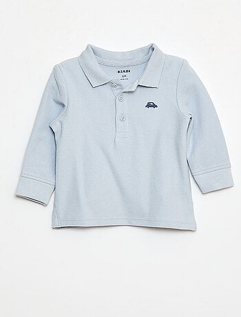 Polo in cotone piqué a maniche lunghe