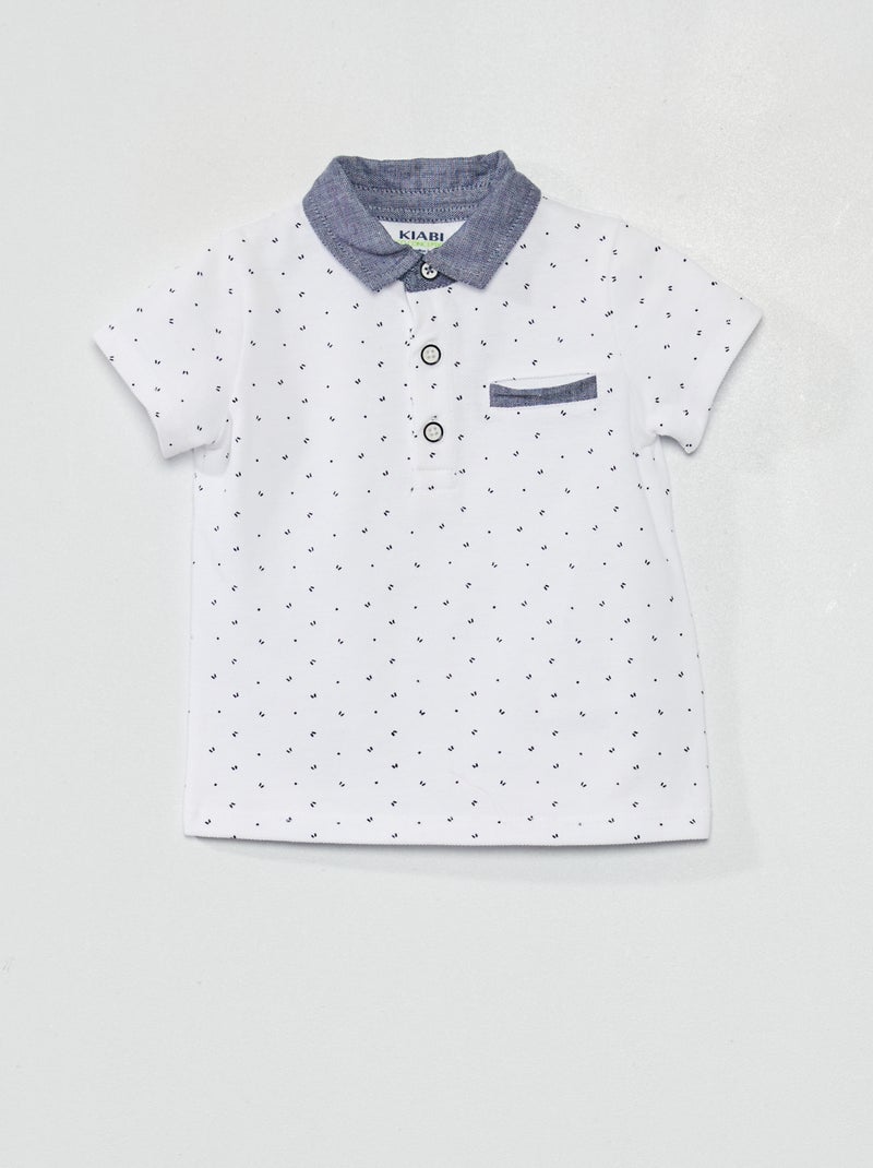 Polo in cotone piqué stampato BIANCO - Kiabi