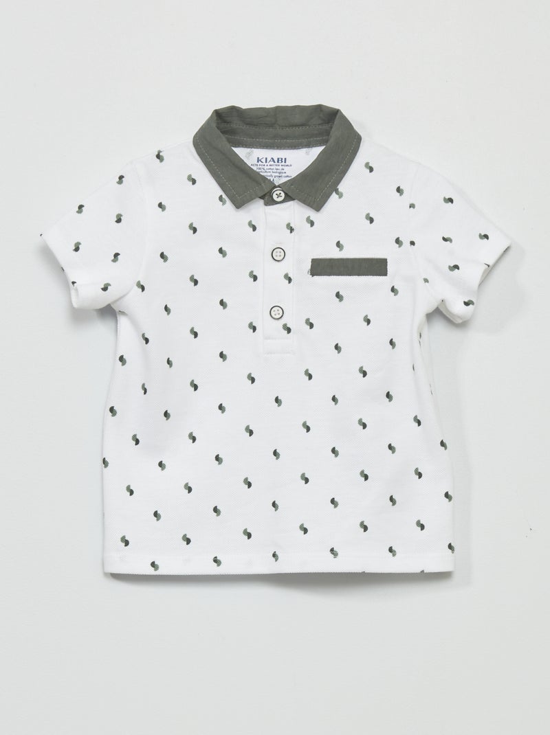 Polo in cotone piqué stampato BIANCO - Kiabi
