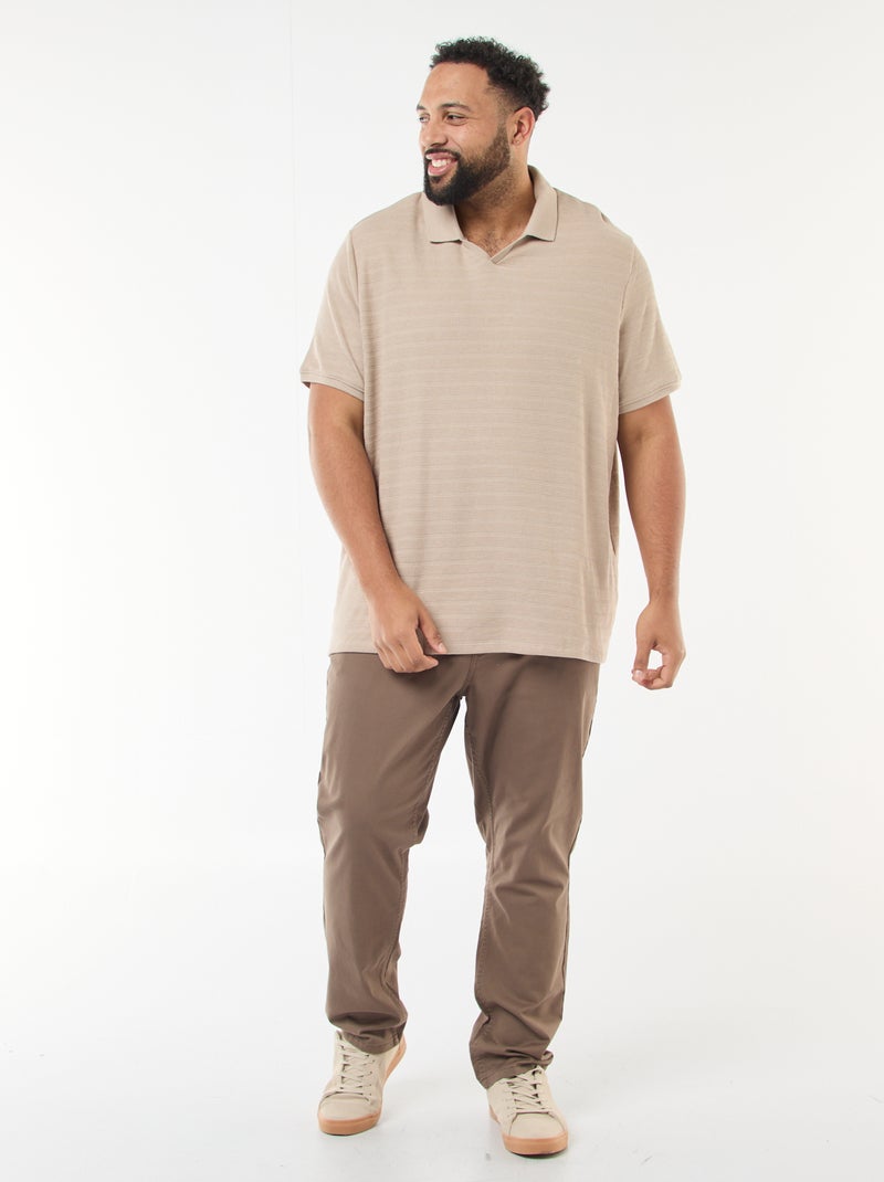 Polo in cotone stretch a maniche corte Beige - Kiabi