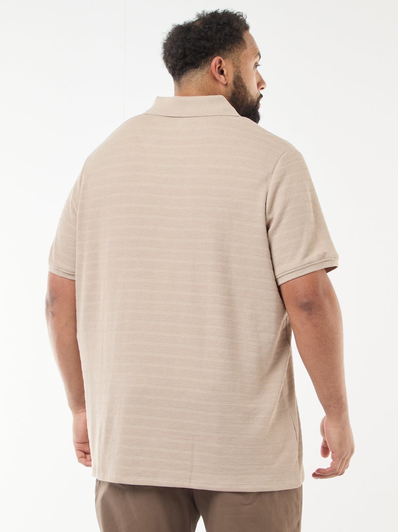 Polo in cotone stretch a maniche corte Beige - Kiabi