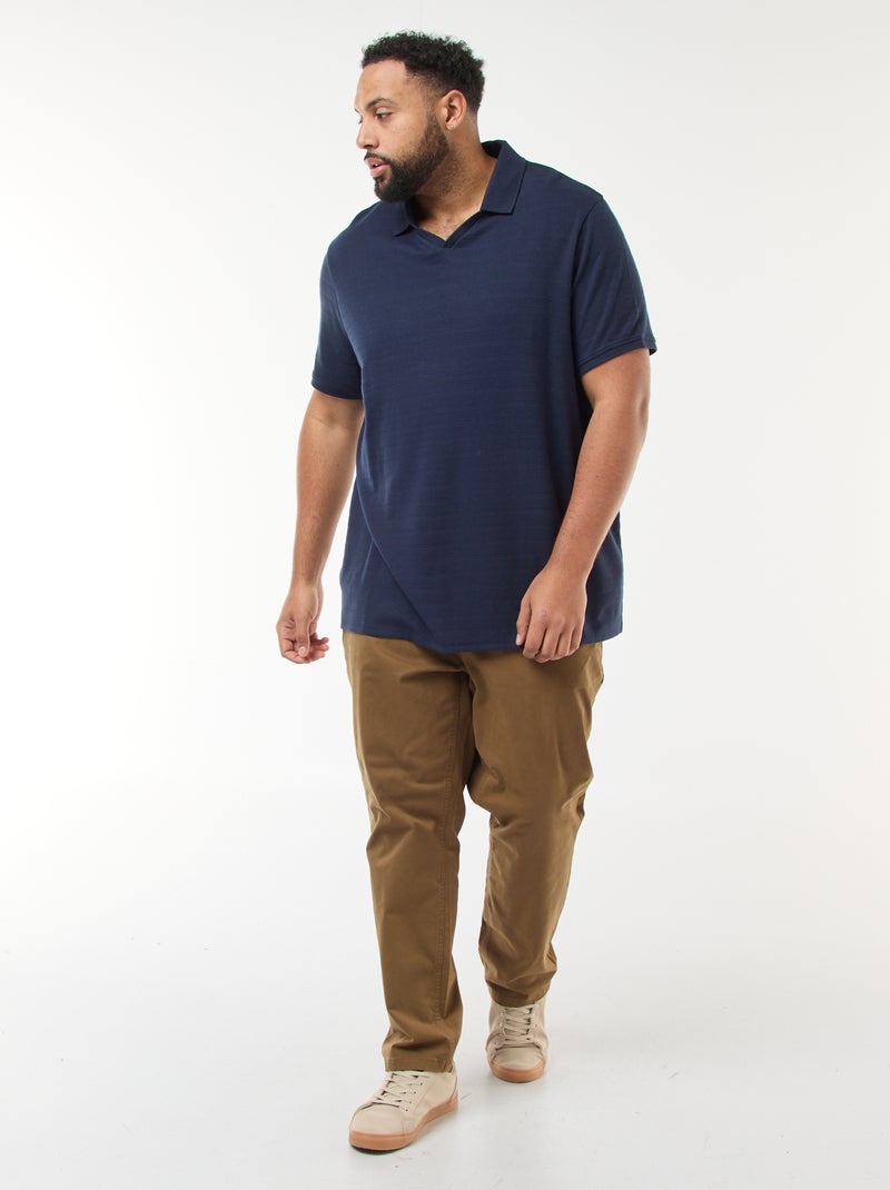 Polo in cotone stretch a maniche corte Blu - Kiabi
