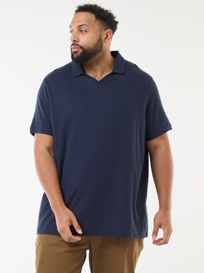 Polo in cotone stretch a maniche corte Blu - Kiabi