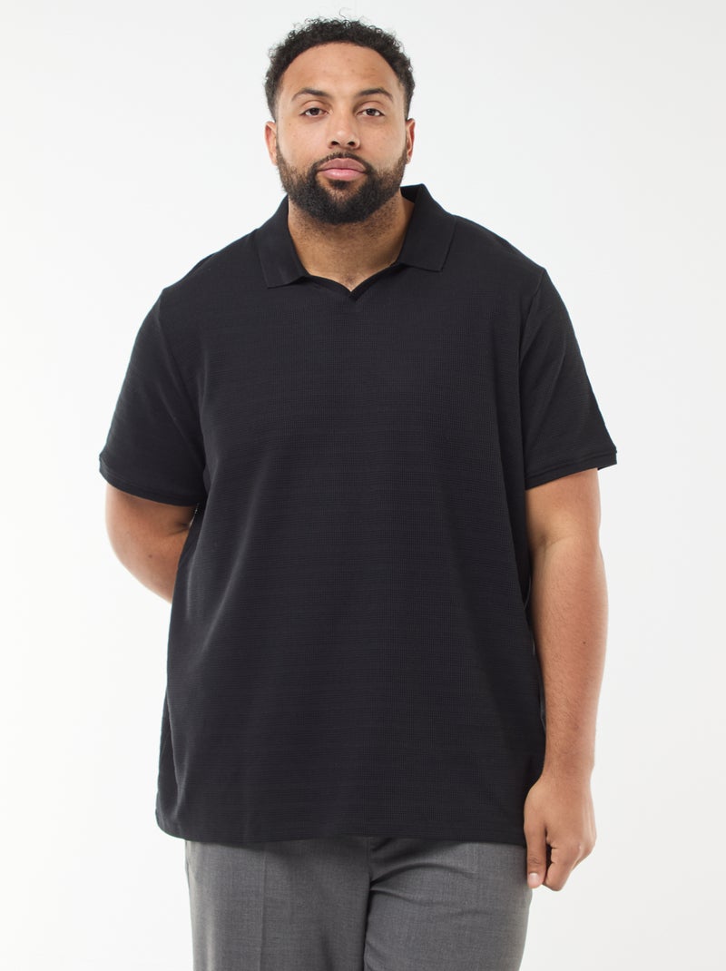 Polo in cotone stretch a maniche corte Nero - Kiabi