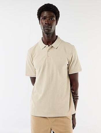 Polo in cotone tinta unita da uomo con colletto classico
