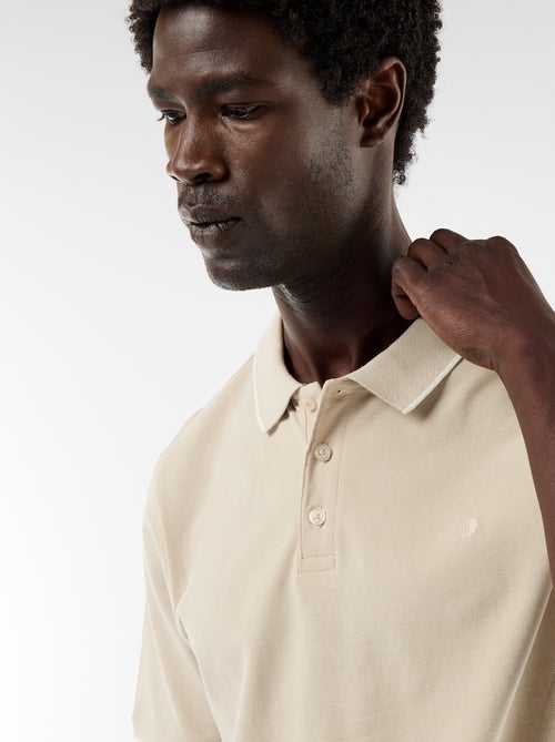 Polo in cotone tinta unita da uomo con colletto classico - Kiabi
