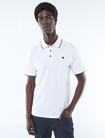 Polo in cotone tinta unita da uomo con colletto classico