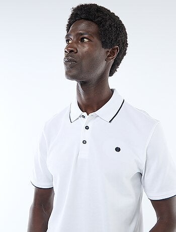 Polo in cotone tinta unita da uomo con colletto classico