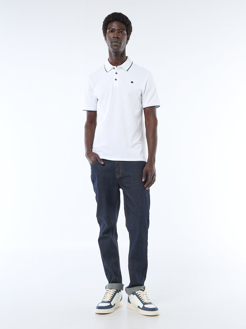 Polo in cotone tinta unita da uomo con colletto classico Bianco - Kiabi
