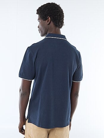Polo in cotone tinta unita da uomo con colletto classico
