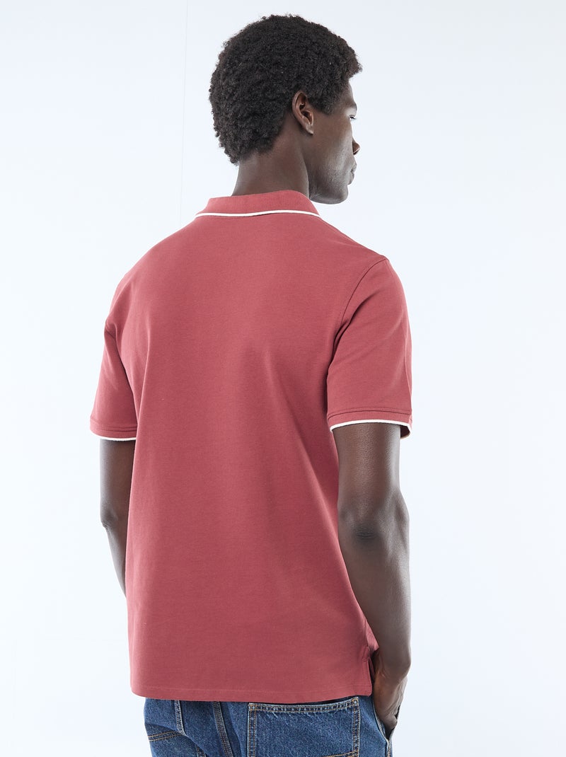 Polo in cotone tinta unita da uomo con colletto classico Rosso - Kiabi