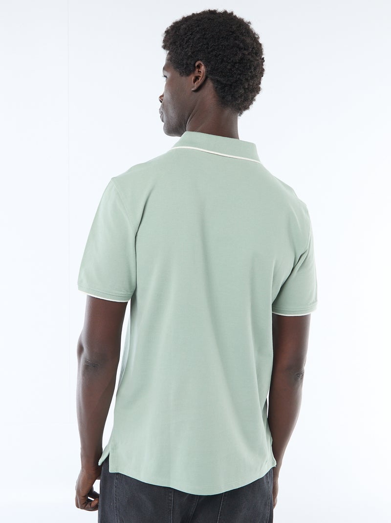 Polo in cotone tinta unita da uomo con colletto classico Verde - Kiabi