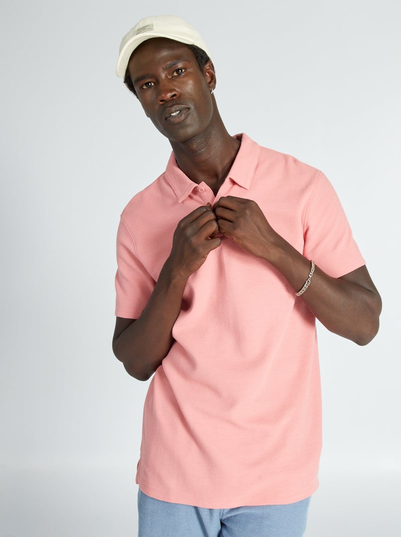Polo in jacquard tinta unita ROSA - Kiabi