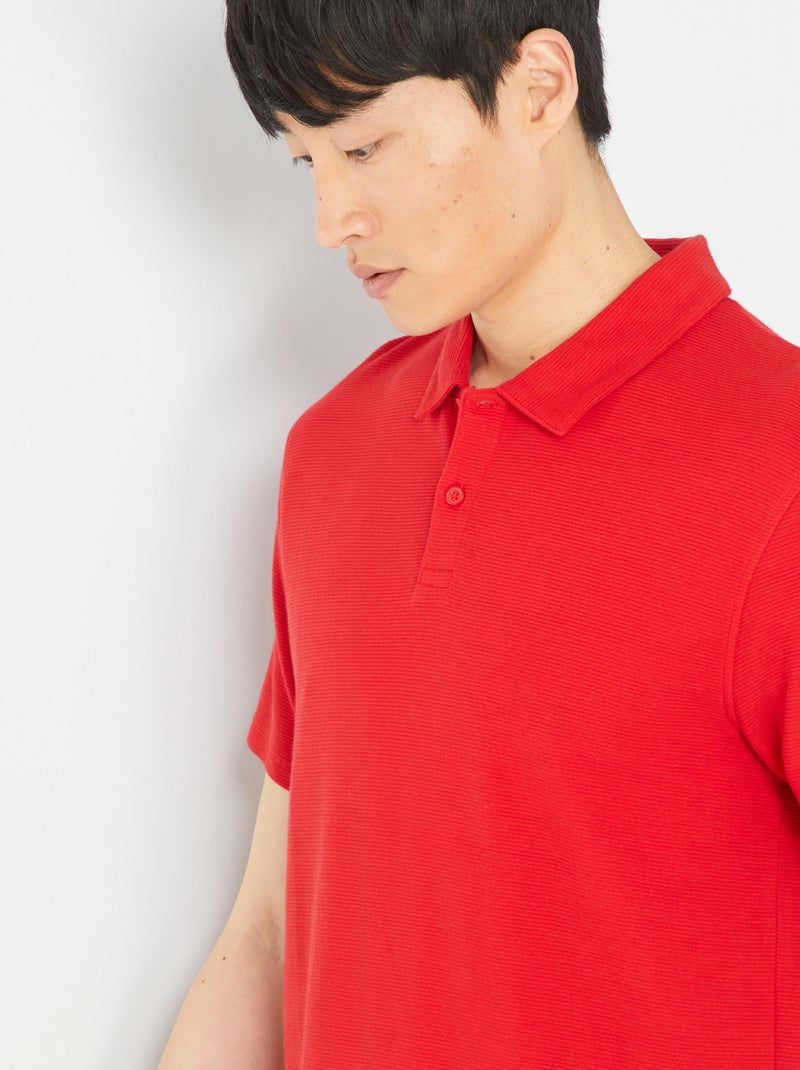 Polo in jacquard tinta unita ROSSO - Kiabi