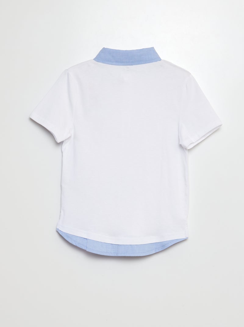 Polo in jersey a maniche corte effetto 2 in 1 BIANCO - Kiabi