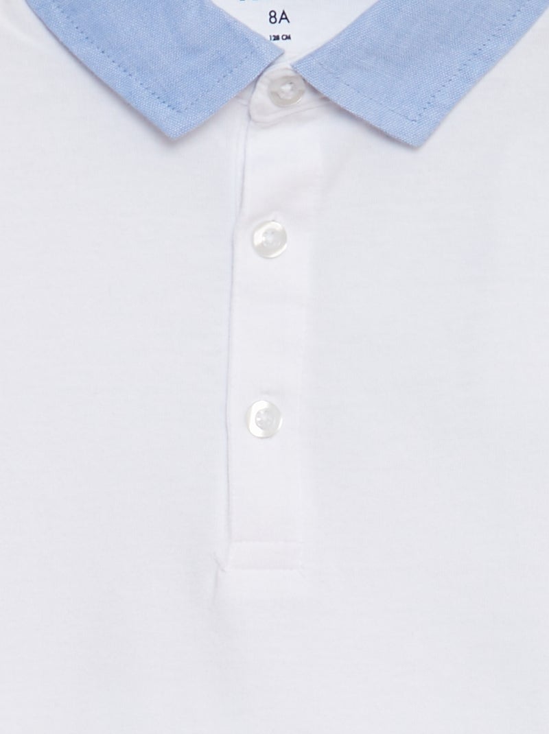 Polo in jersey a maniche corte effetto 2 in 1 BIANCO - Kiabi