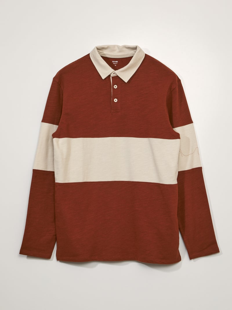Polo in jersey a maniche lunghe +190 cm MARRONE - Kiabi