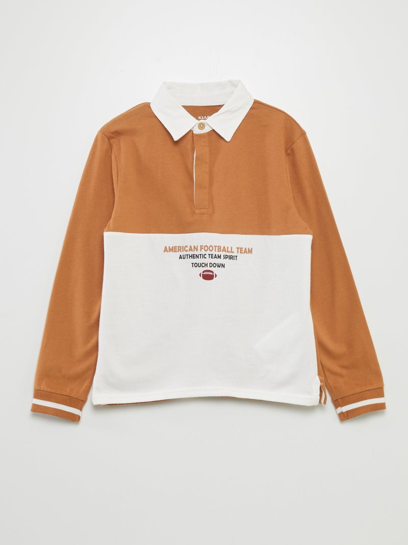 Polo in jersey a maniche lunghe BEIGE - Kiabi