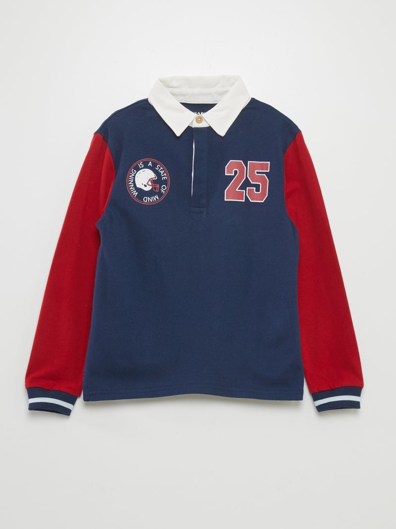 Polo in jersey a maniche lunghe BLU - Kiabi
