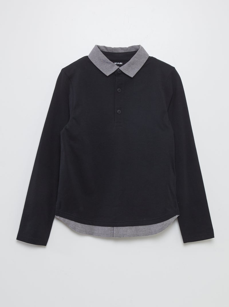 Polo in jersey bicolore NERO - Kiabi
