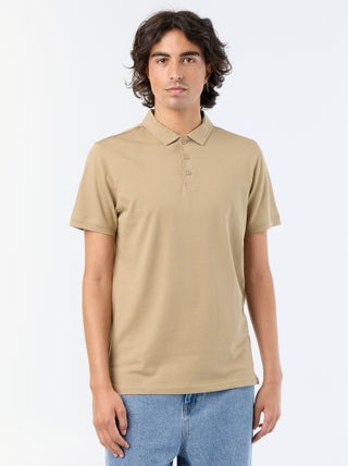 Polo in jersey con colletto abbottonato