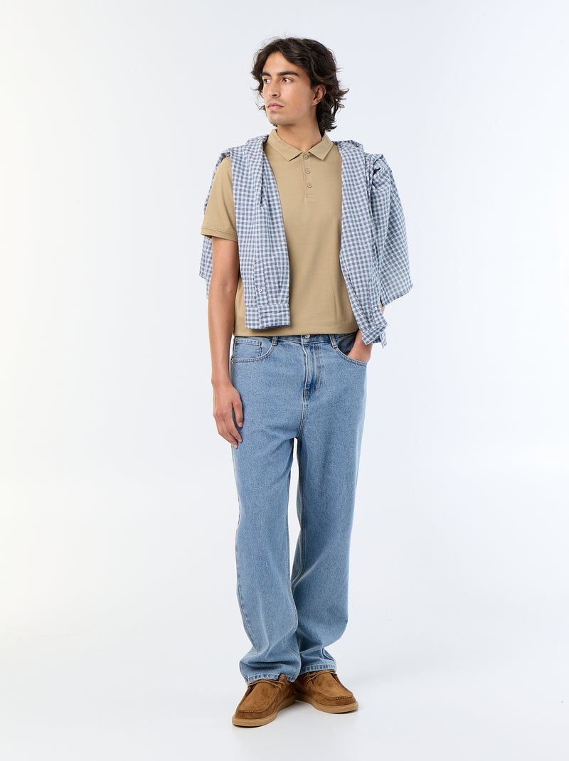 Polo in jersey con colletto abbottonato Beige - Kiabi