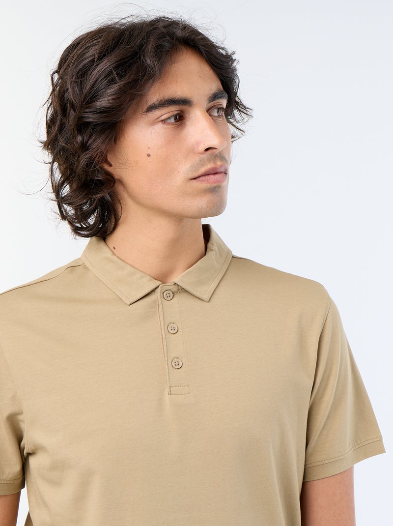 Polo in jersey con colletto abbottonato Beige - Kiabi