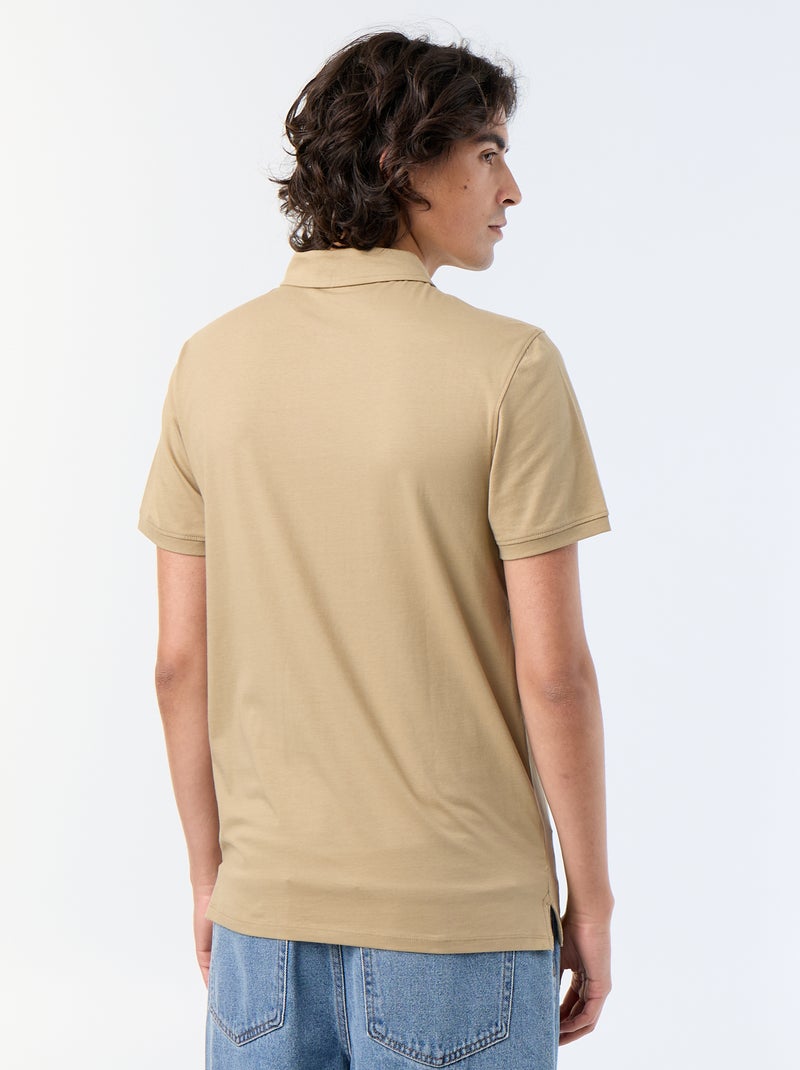 Polo in jersey con colletto abbottonato Beige - Kiabi